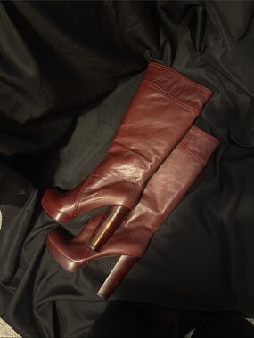 Vince Camuto “Laird “ Ruby Leather High-Heel Boots
